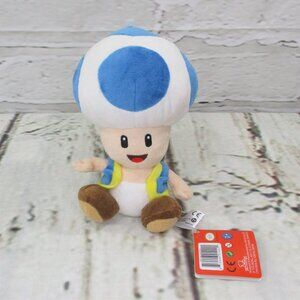 Super Mario Bros Blue Toad Small Stuffed Plush Toy